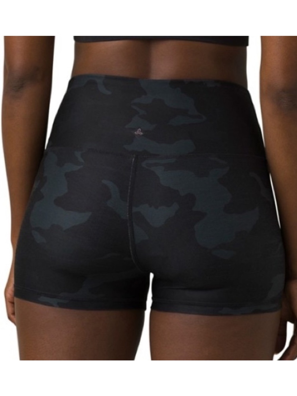 Prana Layna Shorts Black Camo High-Rise Bike Shorts Size Medium